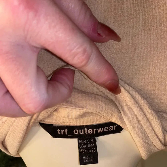 ZARA TRF OUTERWEAR LONG SLEEVE DUSTER TAN/BEIGE SIZE SMALL/ MEDIUM - Picture 8 of 13